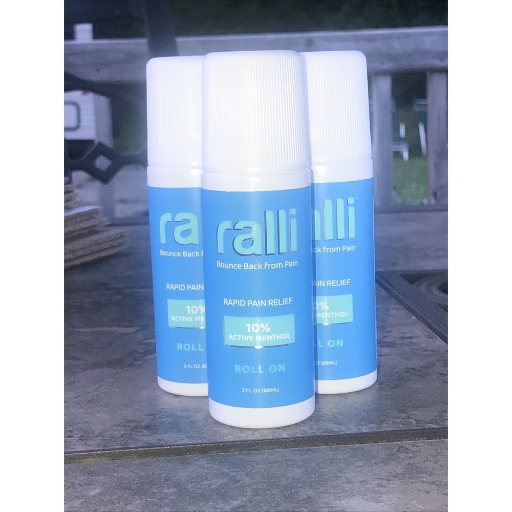 Ralli Menthol Rapid Pain Relief Roll-On Muscle Aches Arthritis 3 Oz Lot Of 3